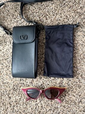 Authentic Valentino Burgundy Cat-Eye Sunglasses